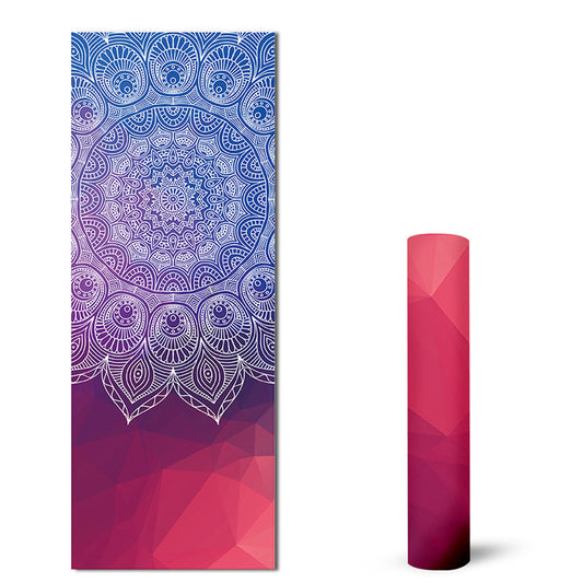 Eco-Friendly Suede TPE Yoga Mat with Mandala Design – Non-Slip & Sweat-Resistant